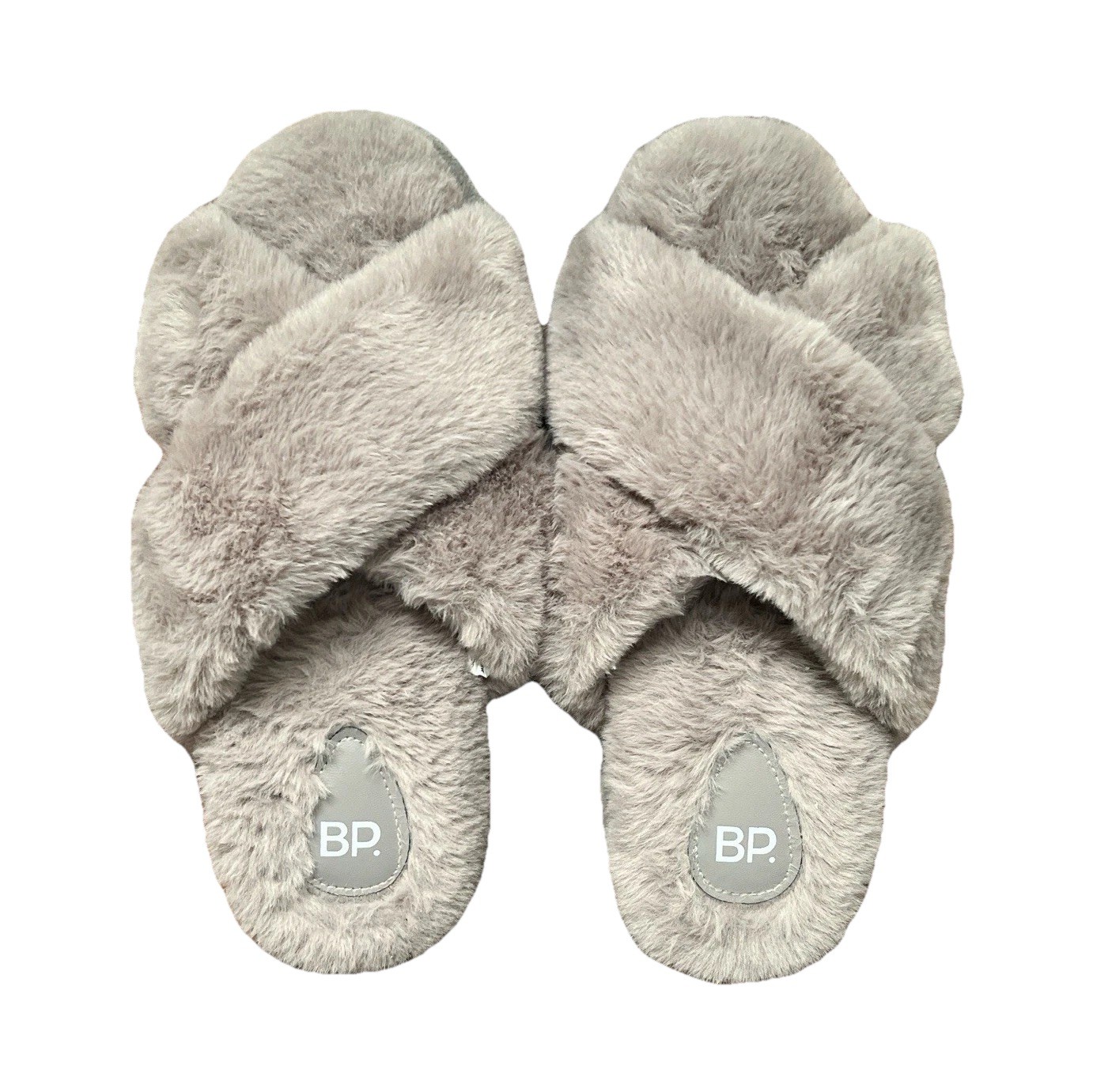 BP Gray Faux Fur Slide Slippers Women Size 9/10 Open Toe Fuzzy House Shoes New