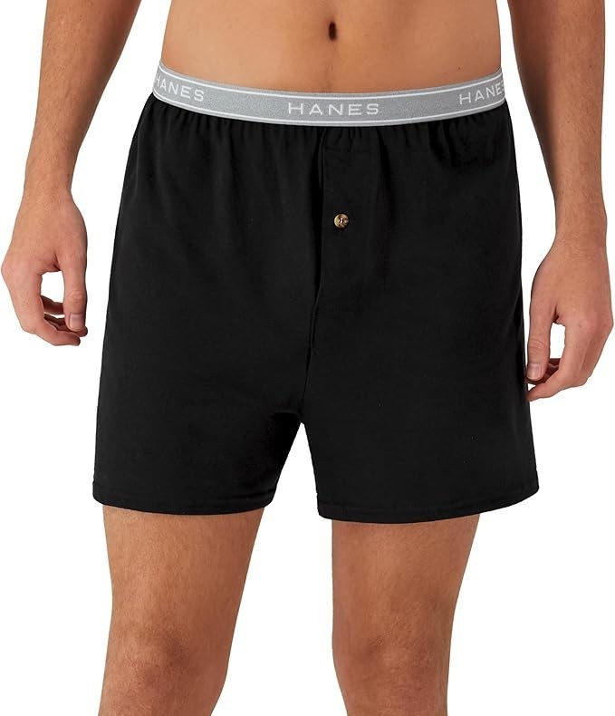 Hanes Men’s Knit Boxer Shorts 2 or 5pk – Black/Gray