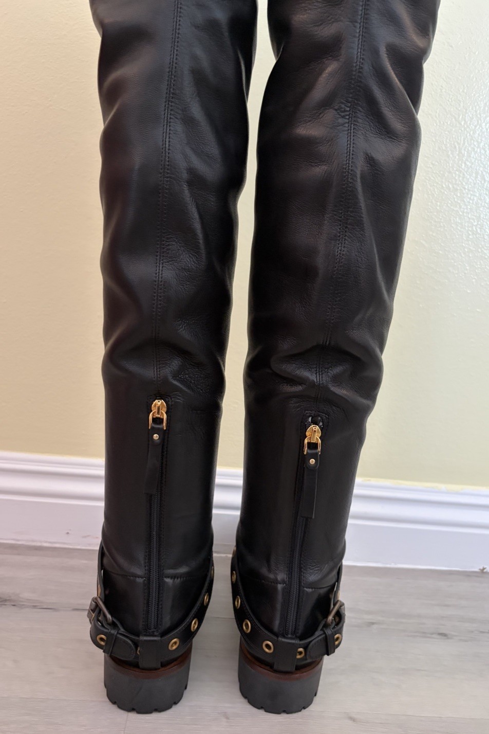 Sergio Rossi Butter Soft Black Leather 27” Thigh High Boots Sz 38.5 39 39.5 READ