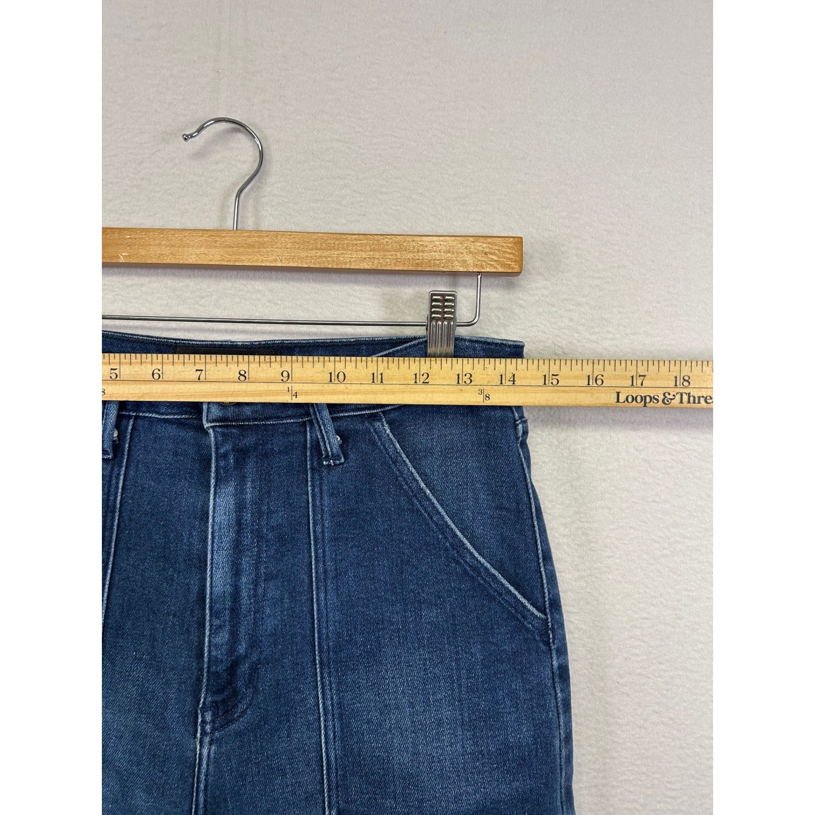 Utility Boho Just Black Denim Womens 29 Dark Blue Wide Leg Raw Hem Jeans BP339J