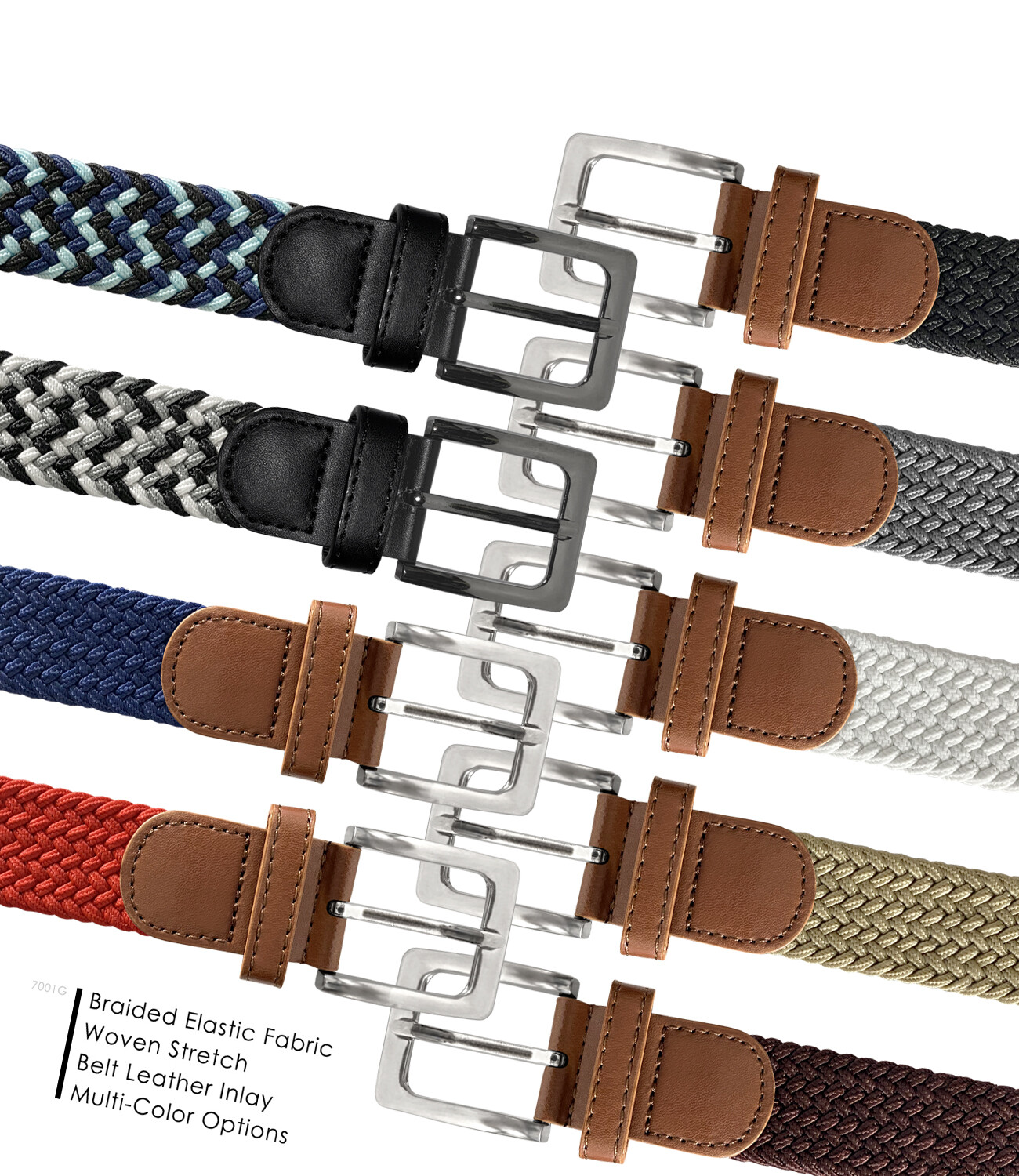 Men’s Stretch Belt Braided Elastic Casual Weave Canvas Fabric Woven Belt 1-3/8″