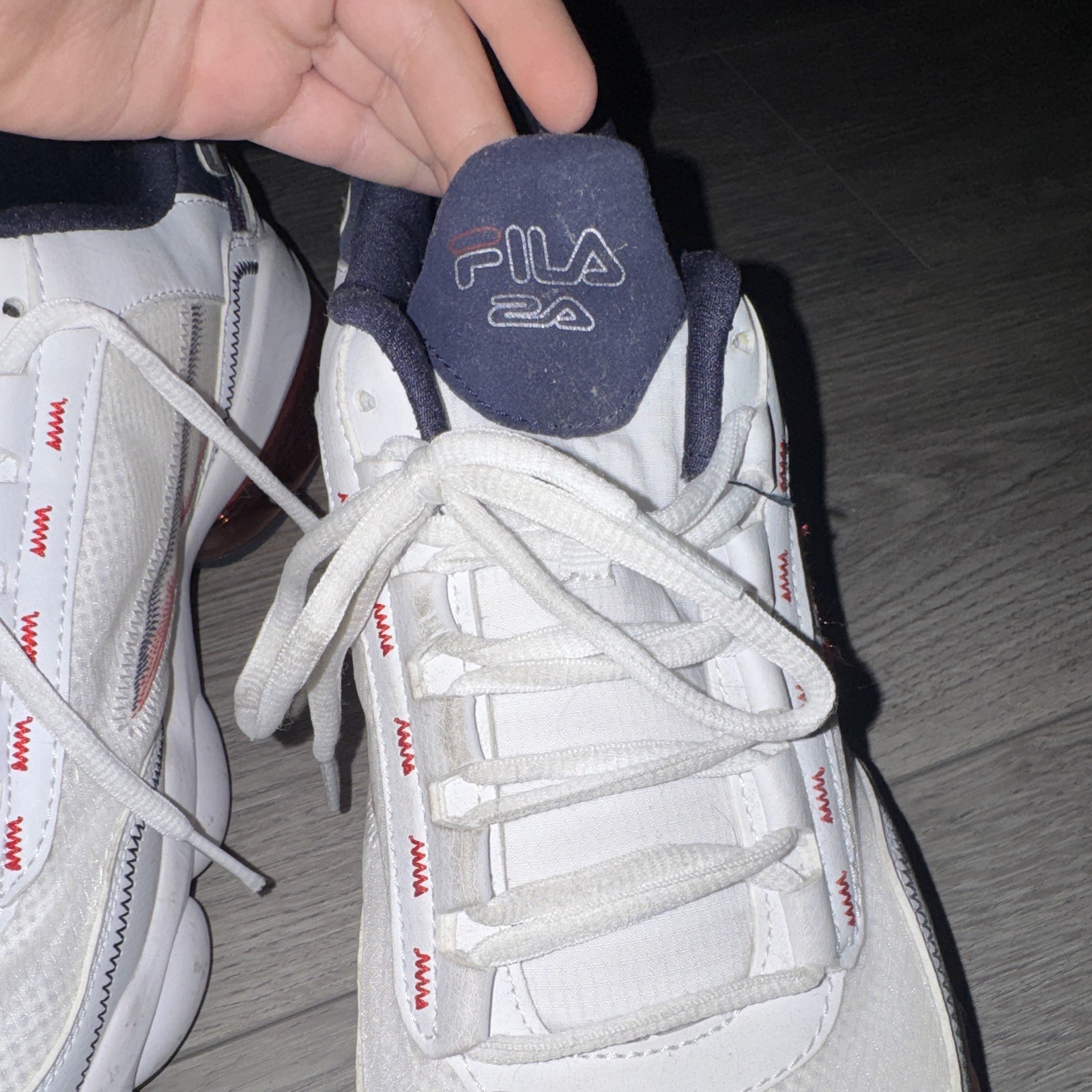 FILA Men’s Low Top Lace-Up Athletic Sneakers White/Navy/Red Solid 1RM02063-125