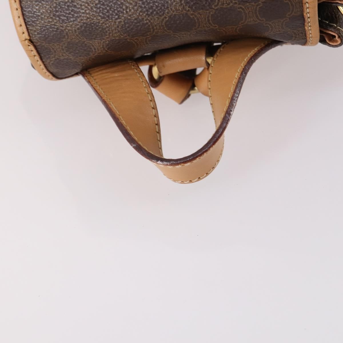 CELINE Macadam Canvas Backpack PVC Leather Brown Gold Auth ep10632