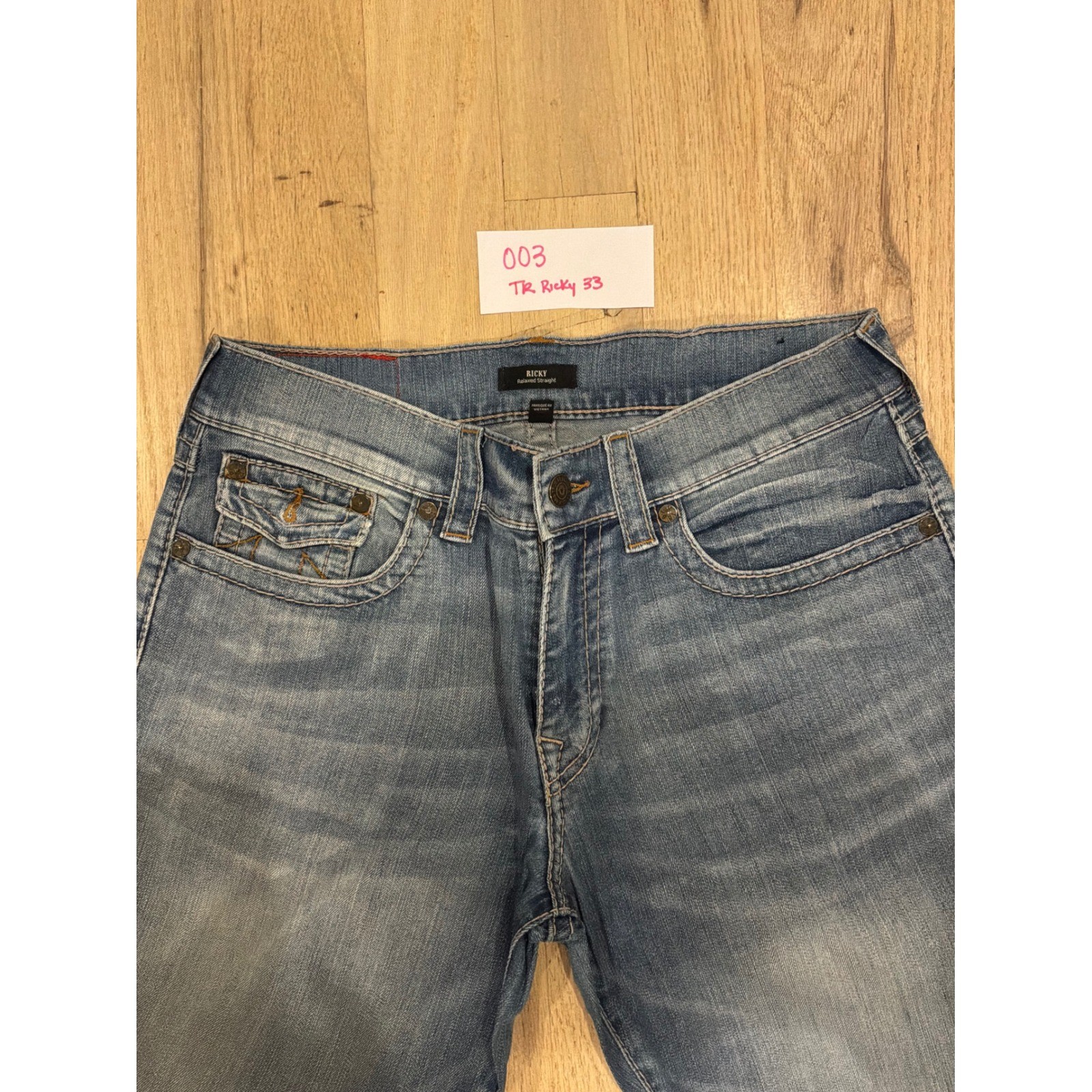 True Religion Ricky Relaxed Straight Jeans Mens 33×34 Blue Denim Medium Wash