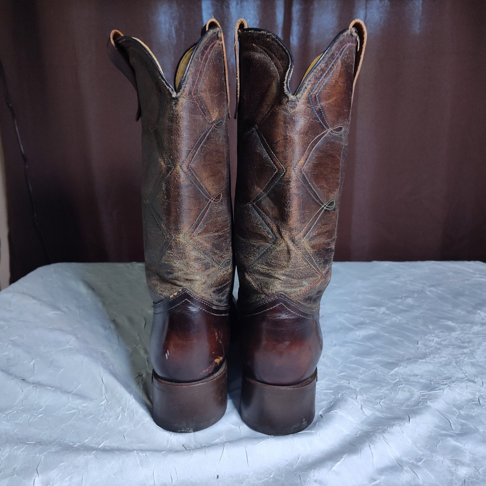 Vintage Laredo Boots Mens Size 9D Leather Western Brown Square Toe Cowboy 80s