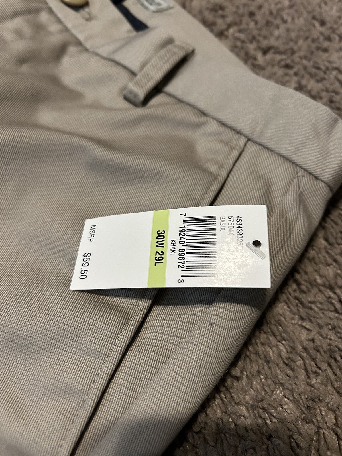 NWT IZOD Men’s American Chino 30WX29L Slim Fit Pants! 59.5$MSRP! MEASURMENTS