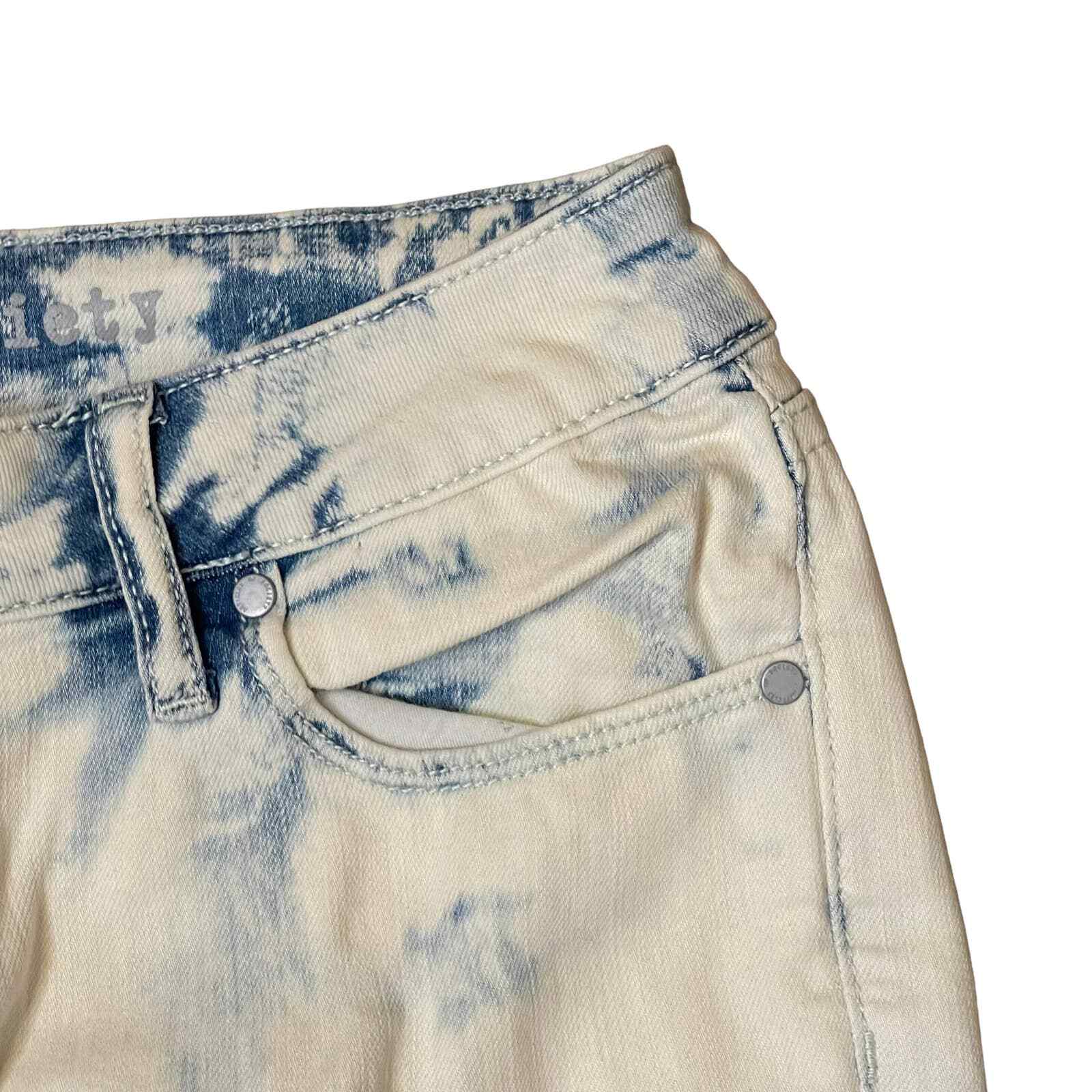 Article Of Society Straight Leg Jeans Frayed Hem Tie Dye Bleached Denim 26 Women
