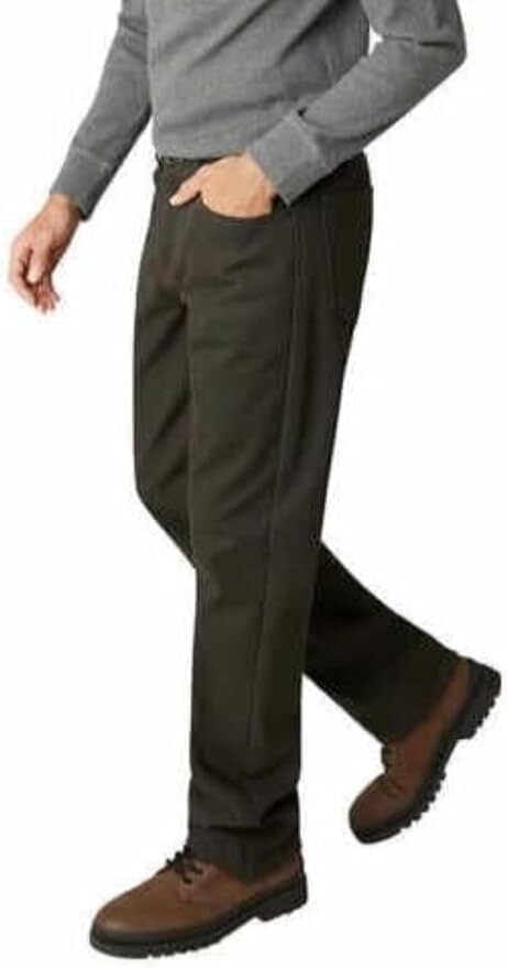 Weatherproof Men’s Reg Fit Fleece-Lined Stretch Canvas Pants, Moon Shadow 40×32
