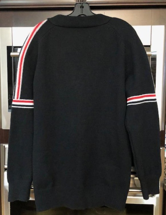 RARE Moncler Black Striped Logo Button Down Pockets Cardigan Sweater Designer
