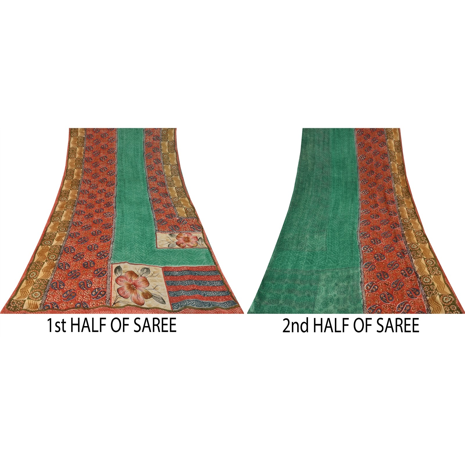 Sanskriti Vintage Printed Blend Georgette Sarees Multi Color Sari Craft Fabric