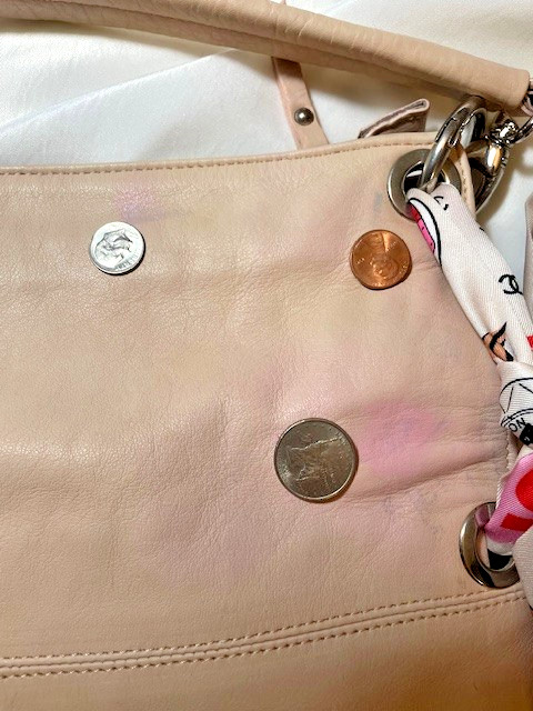 Valentina Pink Leather Top Handle/Shoulder/Clutch Bag, GUC, H & Bottom W 14.5 in