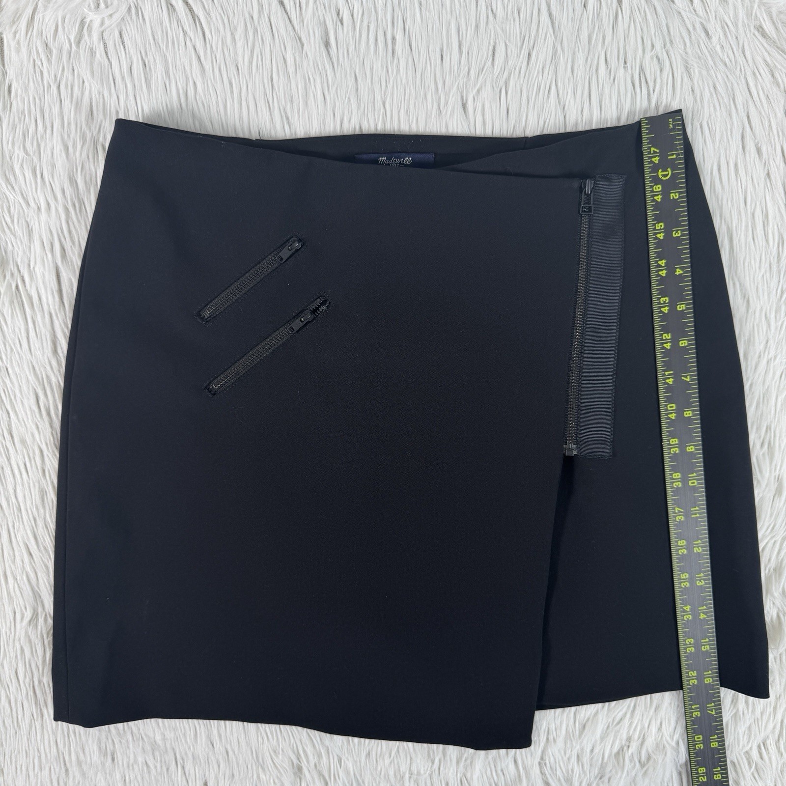 Madewell Ignition Black Zipper Accent Asymmetric Mini Wrap Skirt Women’s Size 4