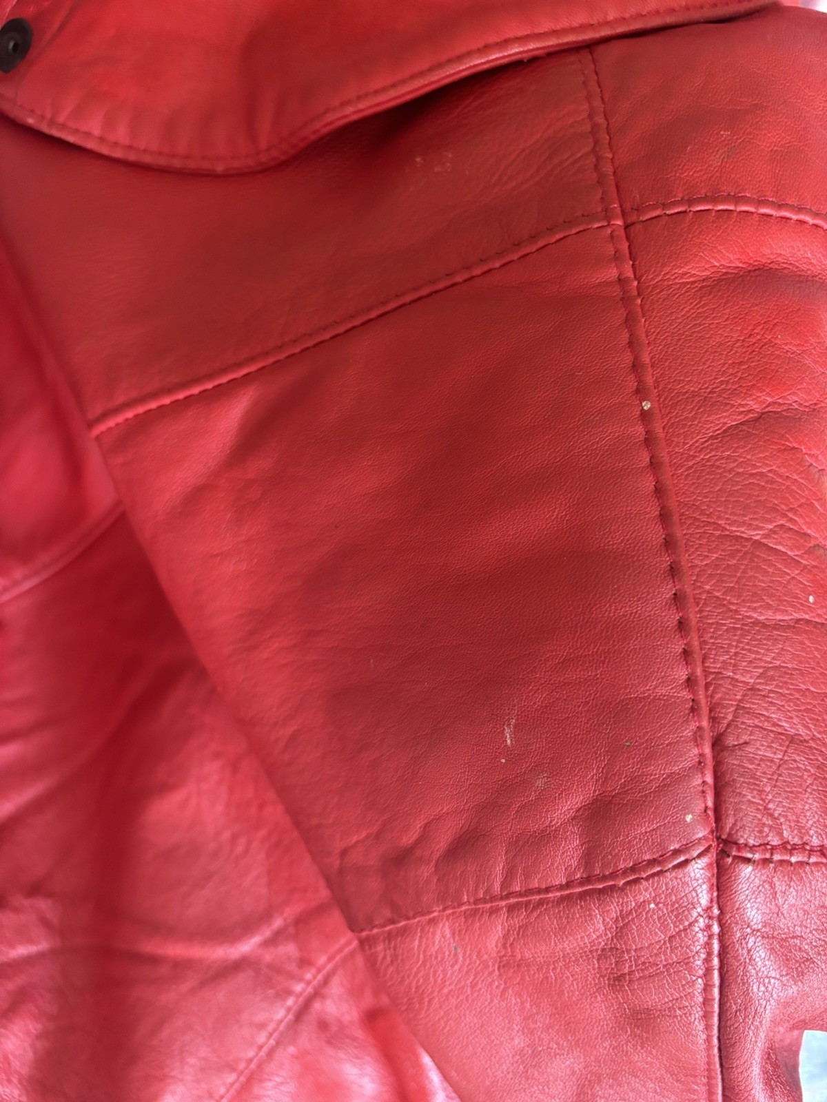 Vintage 80s Bagatelle Red Leather Bomber Jacket Oversized Slouchy Womens Size 6