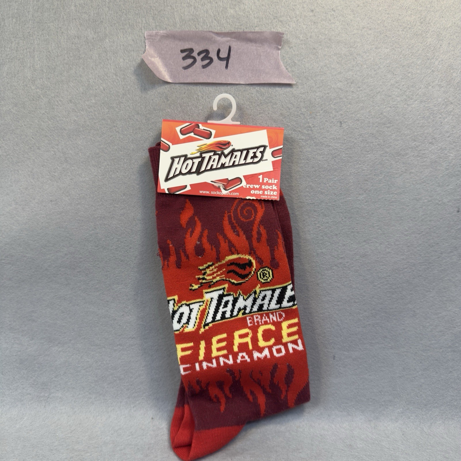 Hot Tamales Fierce Cinnamon Crew Socks Red Flame Graphic Unisex M 8-12 W 9-14