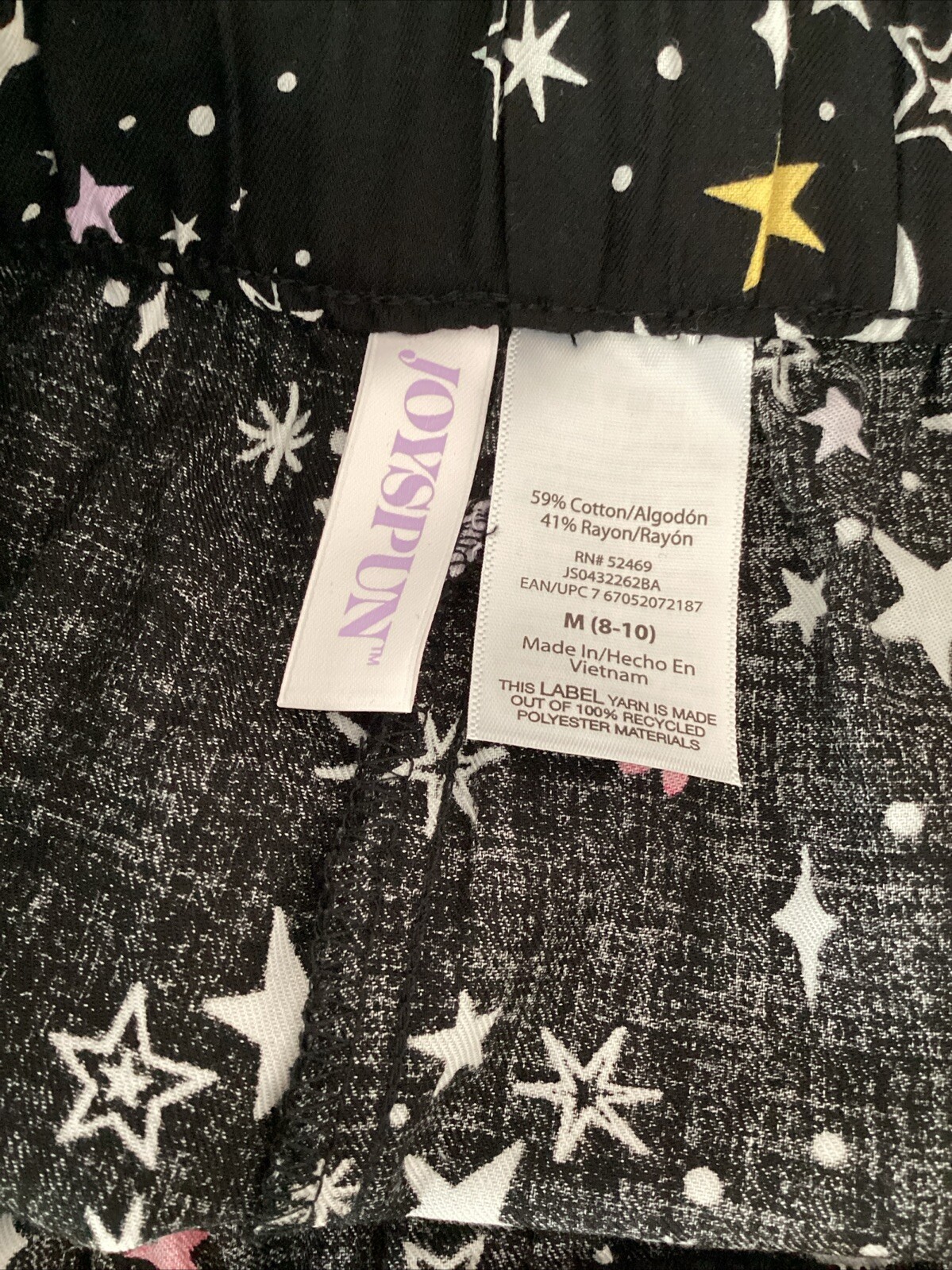 JOYSPUN SLEEPWEAR Black Soot Star Print Woven Elastic Waist Shorts Sz M*