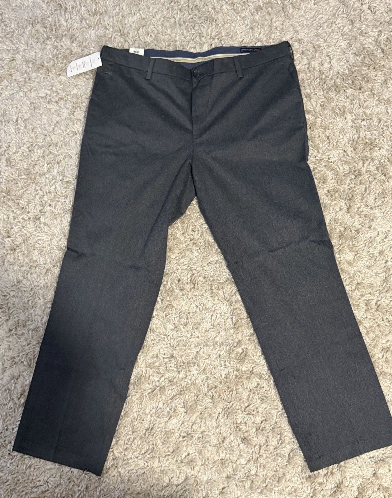 Dockers Signature Khaki Lux Cotton Stretch Pants Men’s 42×32 Straight Fit Black