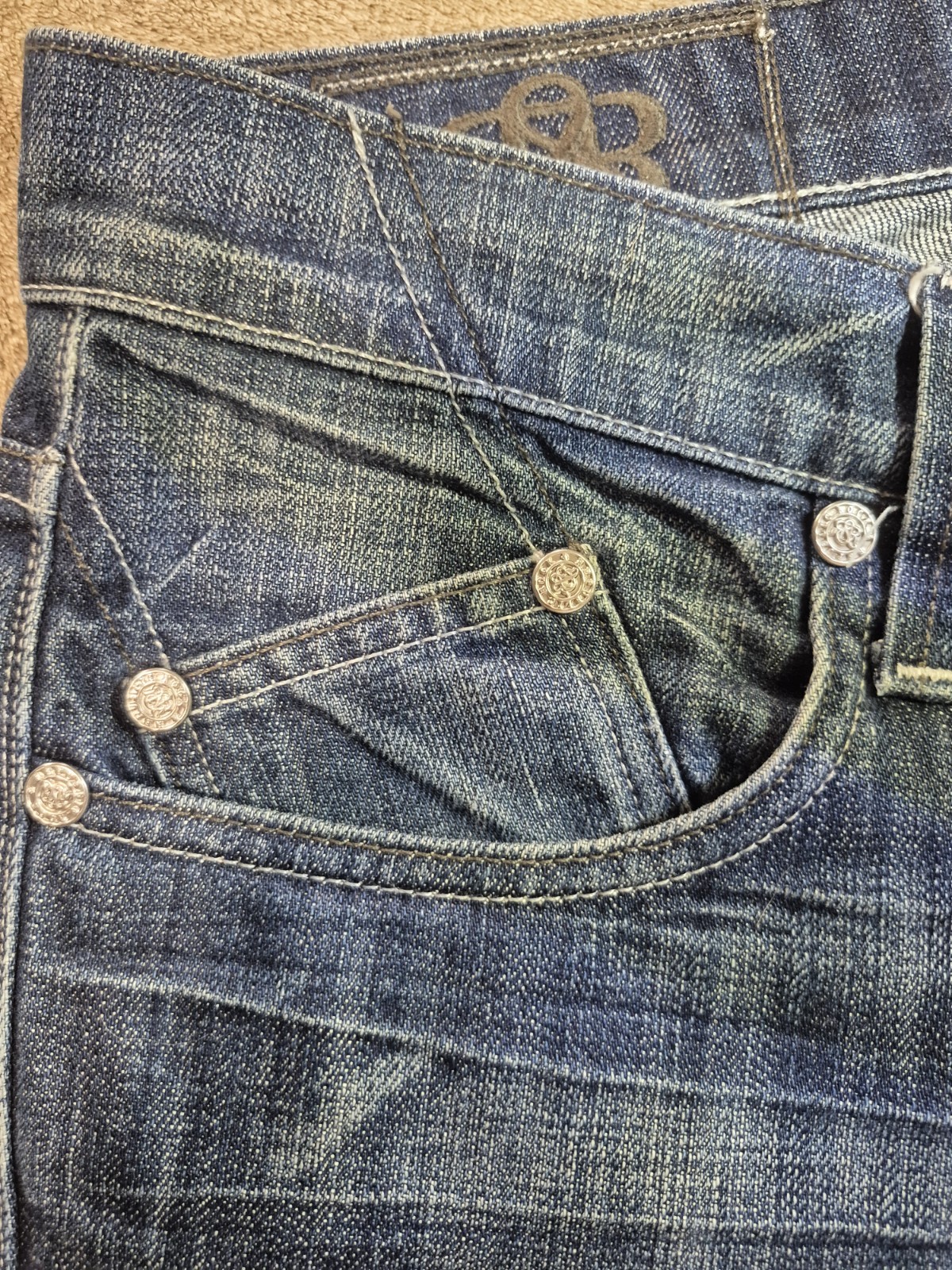 Rock & Republic Men’s Button Fly Blue Jeans Sz 33×27 Comfort Bootcut Made USA