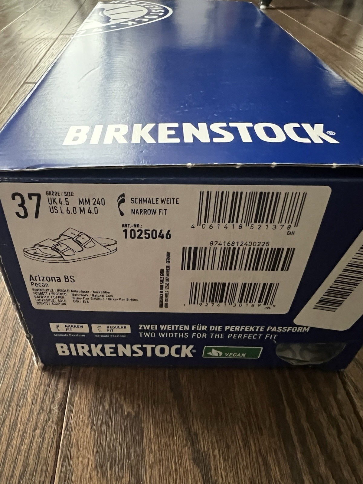 Birkenstock Arizona Vegan Birko-flor® Nubuck Women Sandals Pecan Narrow 37N EU