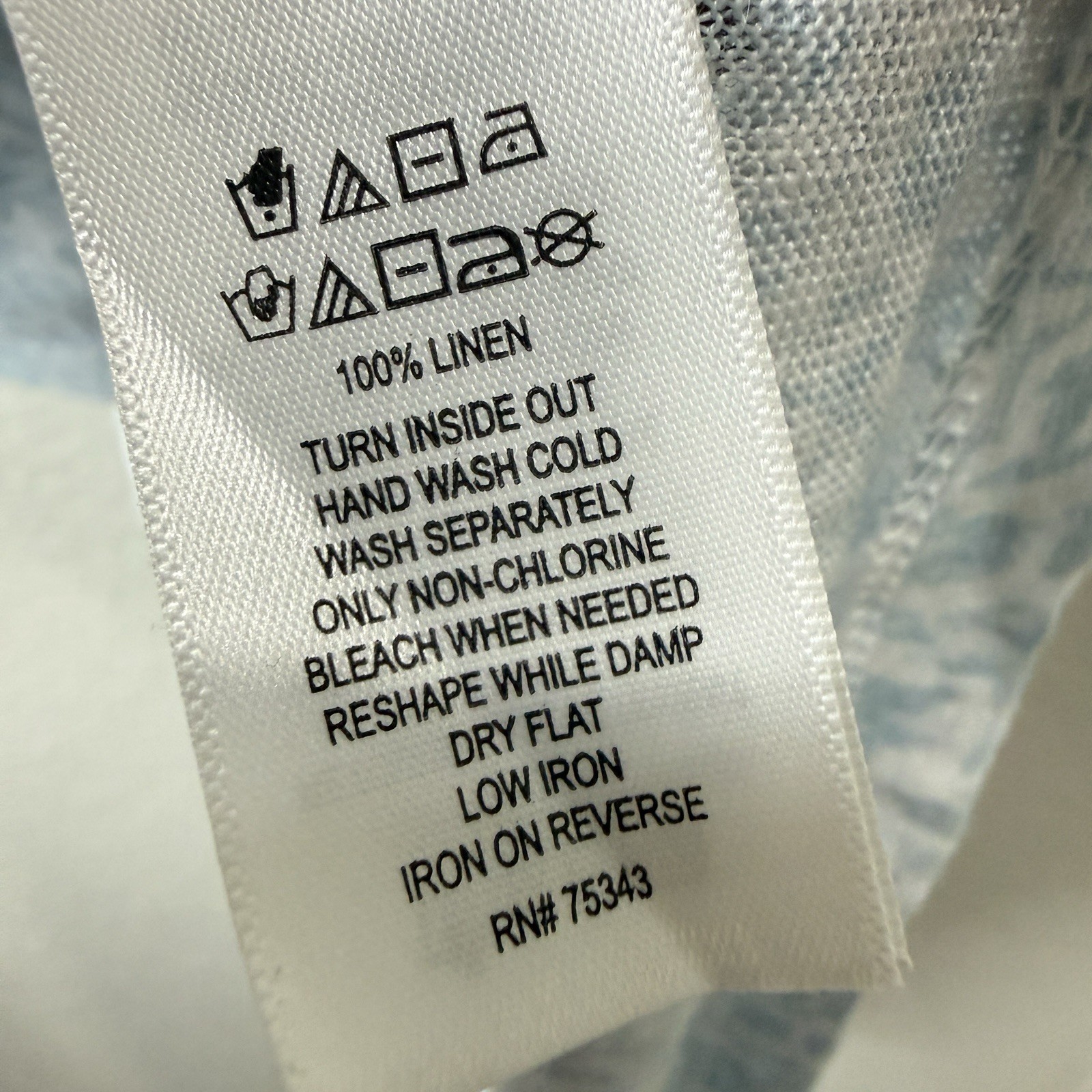 Joie 100% Linen Top Blue White Print Cowl Neck Lightweight Coastal Resort Sz M