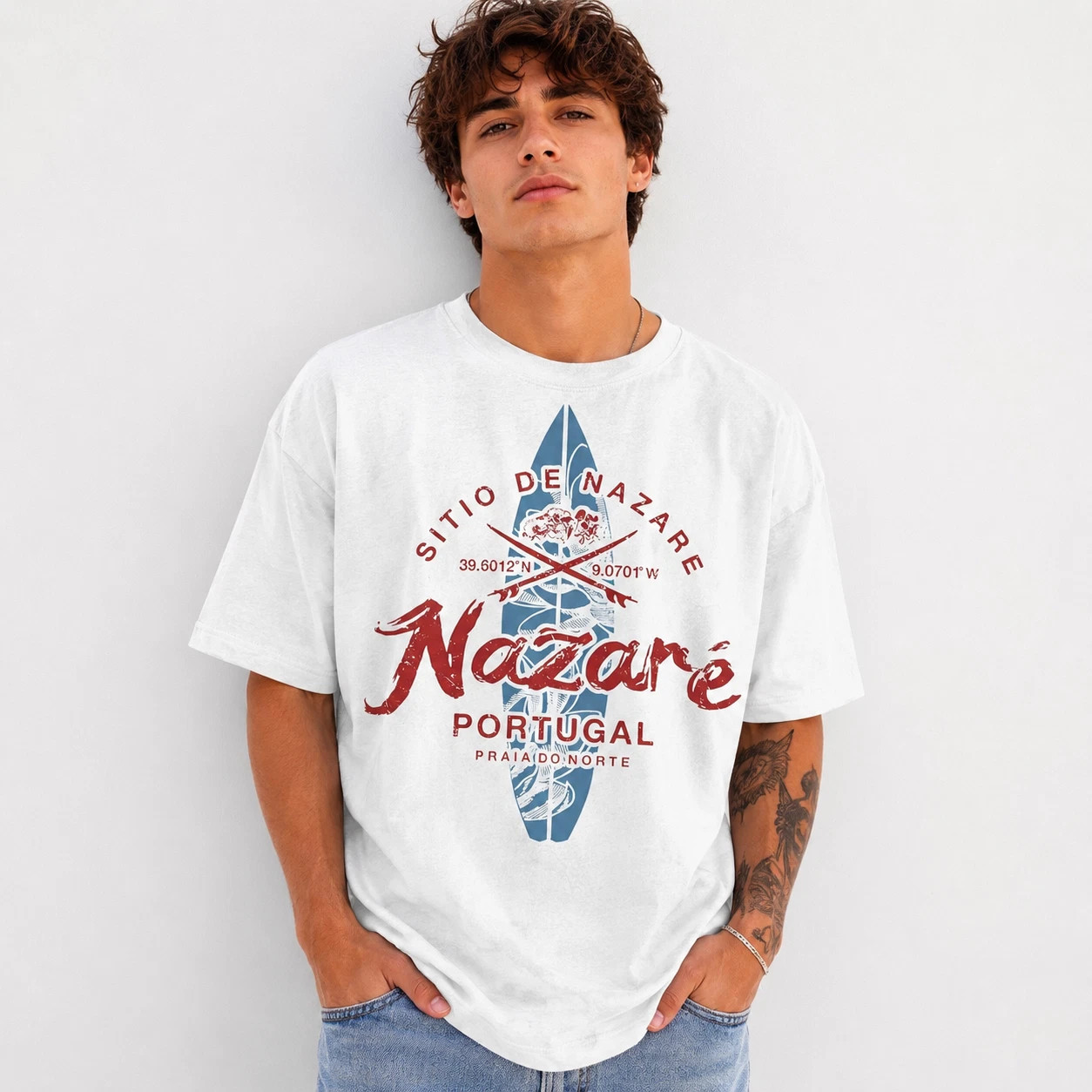 Share Lisbon Portugal Retro Surf Graphic T-Shirt Vintage Beach Unisex T-Shirt