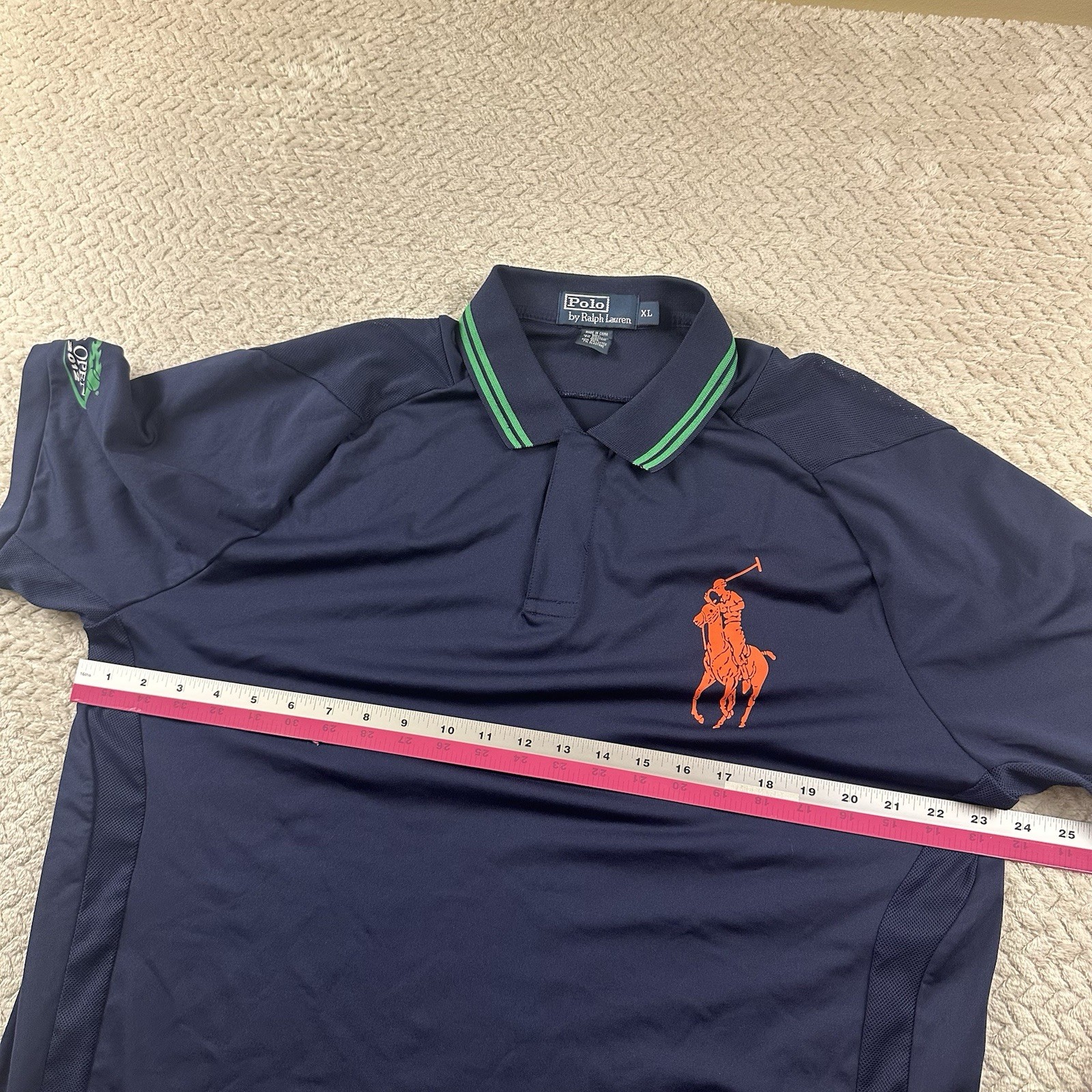 Polo Ralph Lauren US OPEN 2012 Big Pony Snap Collar Navy Polo Shirt Size XL