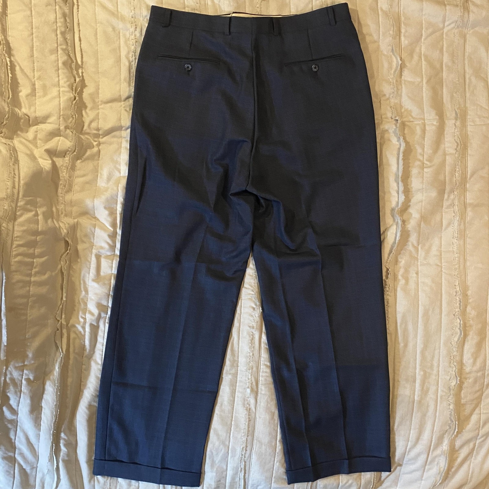 Hickey Freeman Suit Mens 42R 36×30 Blue Check Wool 2 Piece Saks Fifth Two Button