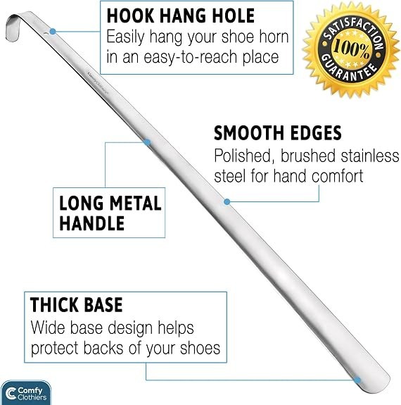 Extra Long Metal Shoe Horn 31 inches, 31 Inches (Pack of 1)