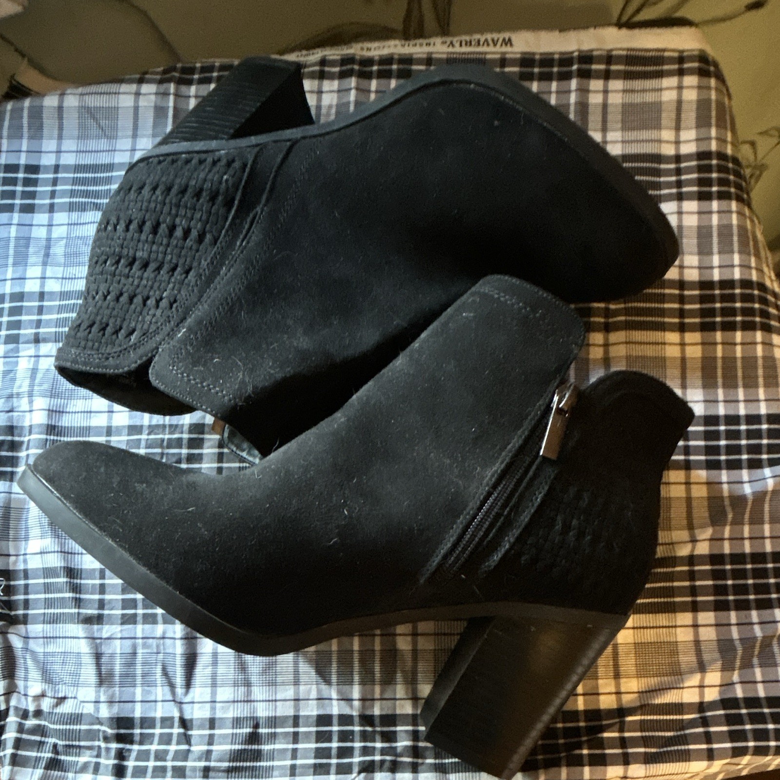 Women’s Black Ankle Bootie Side Zip Almond Toe Comfort PO#003848 US 12