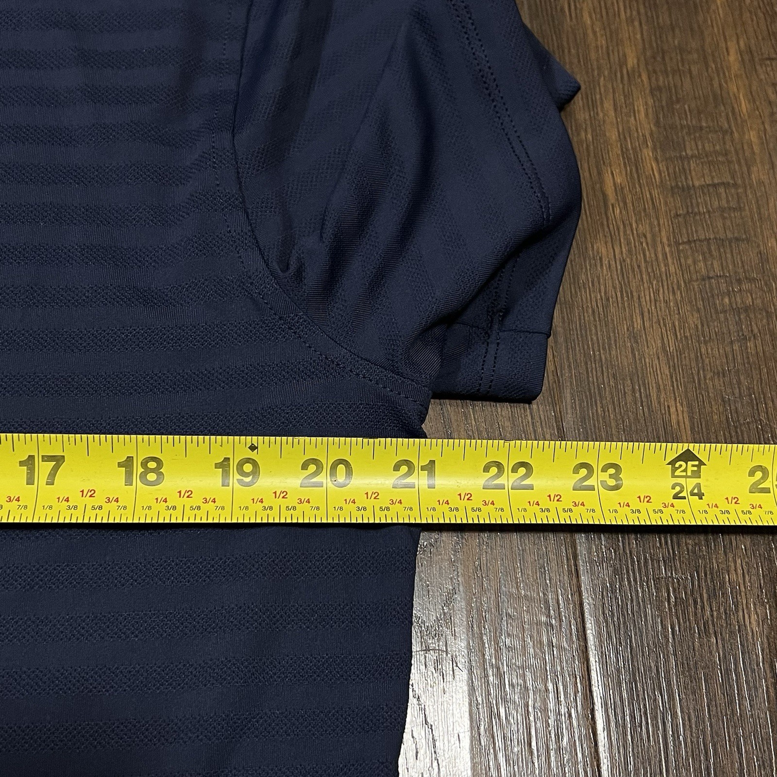 G/Fore Men’s Medium Perforated Navy Stripe Tech Jersey Performance Polo Golf