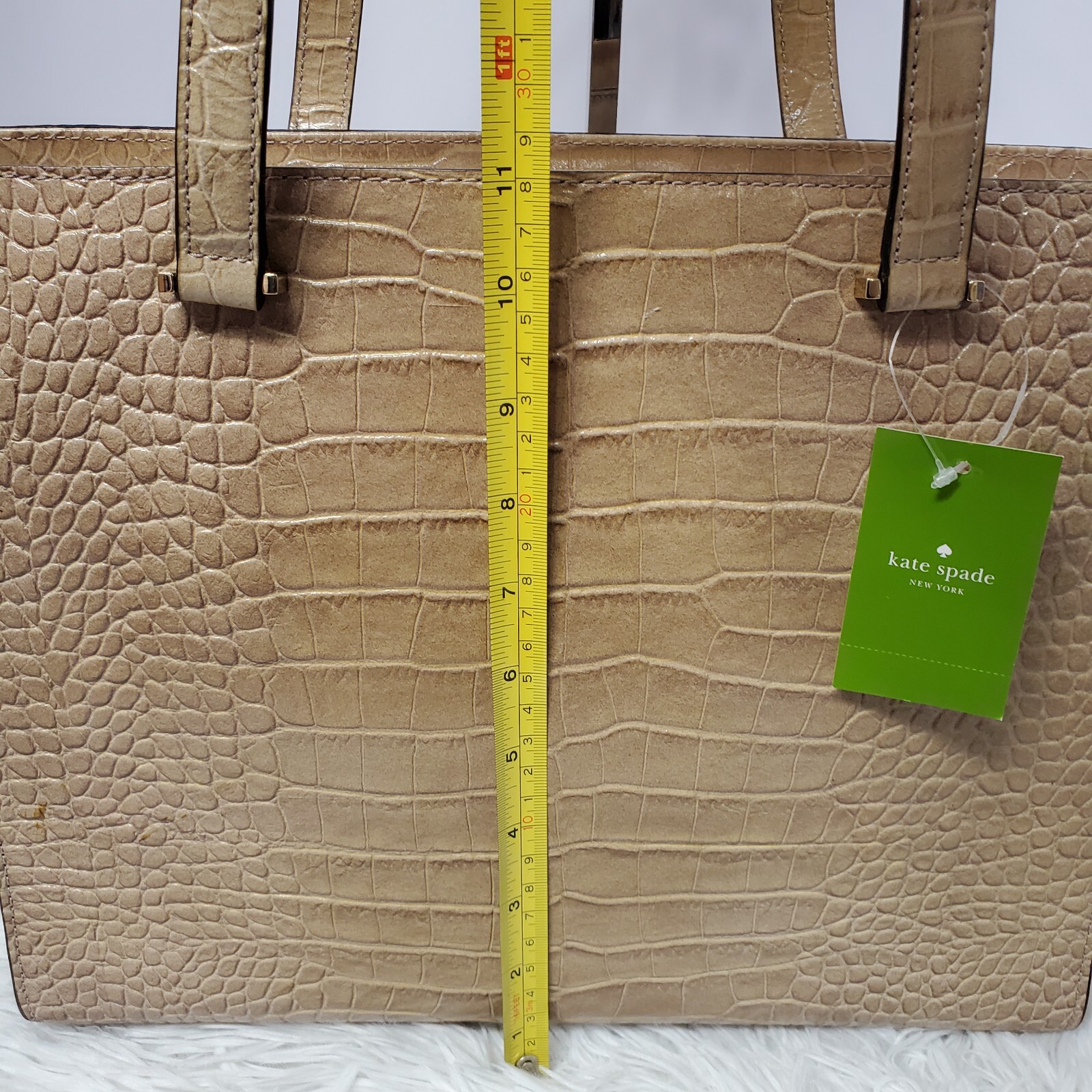 Kate Spade Work Chic Brantley Croc Embossed Leather Tote Dusty Rose NWD $548