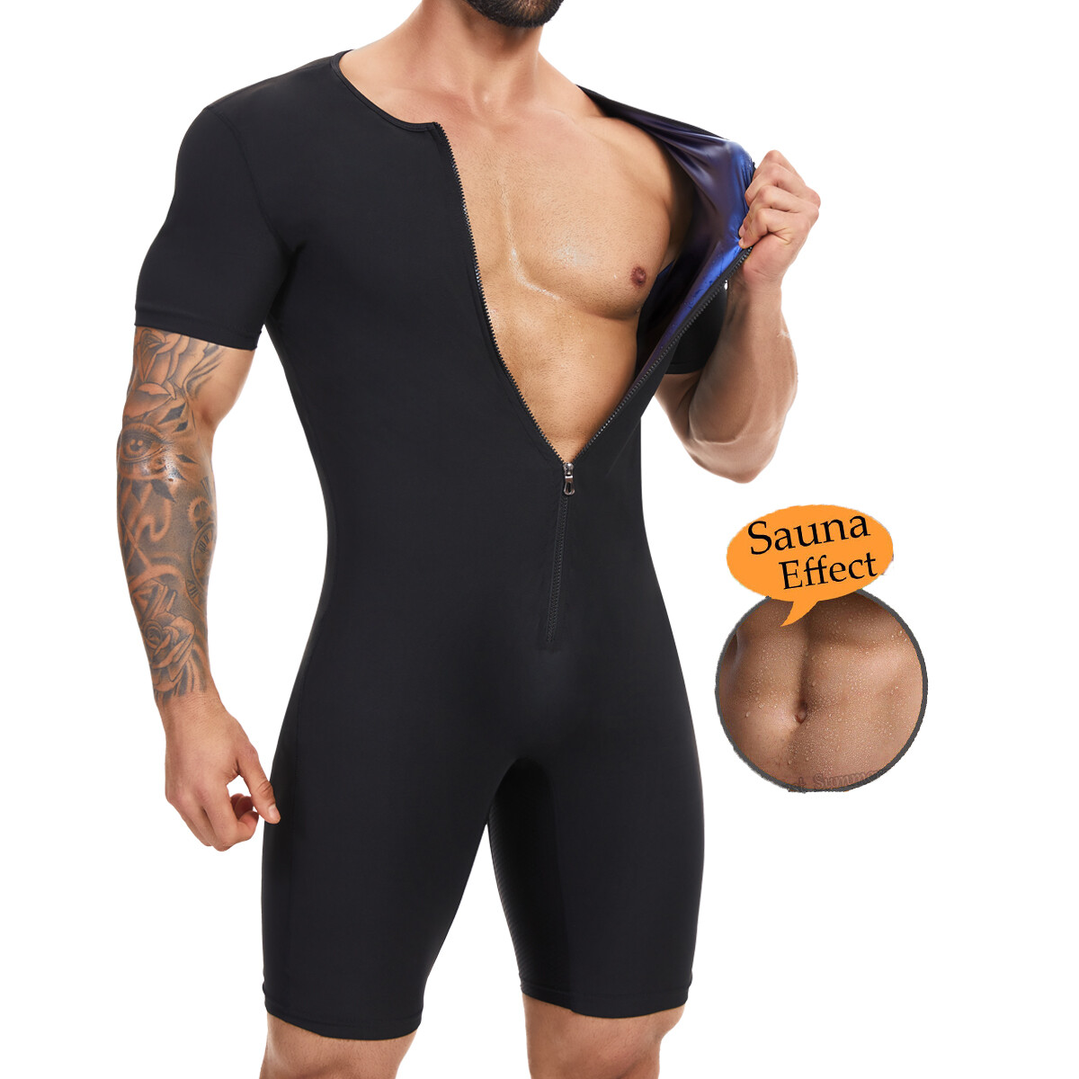 Mens Sauna Suits 3 in 1 Slimming Full Body Sauna Jumpsuits Waist Trainer Workout