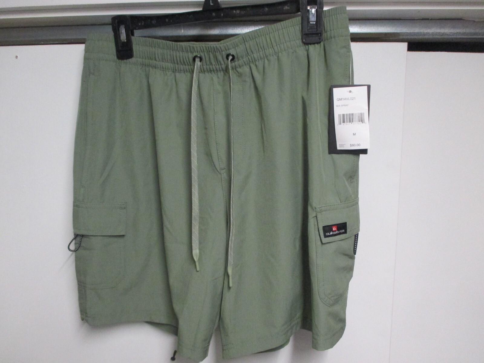 QUIKSILVER MENS (SEA SPRAY) HYBRID BOARD/SWIM SHORTS (MED) NWT W/ POCKET SHARP!