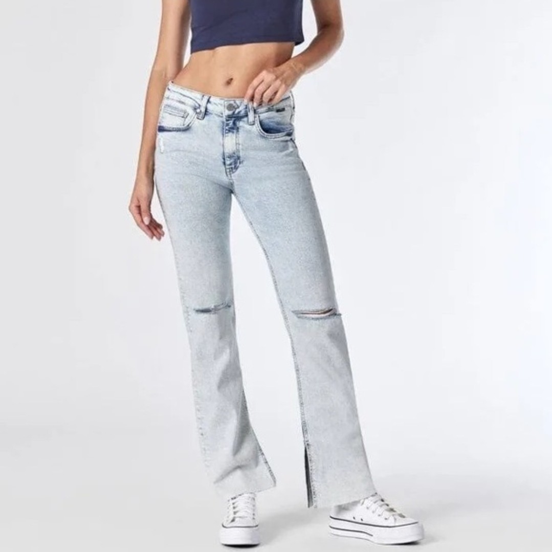 Mavi Jeans Women 31×32 Light Wash Maria Slit High Rise Flare Raw Hem Stretch