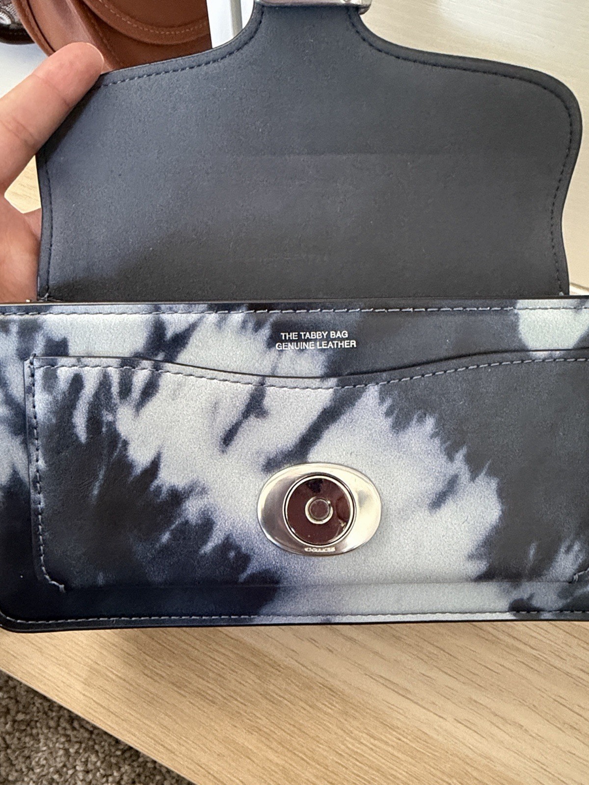 Coach Tabby Shoulder Bag 20 Silver/Midnight Navy with Tie-Dye Print