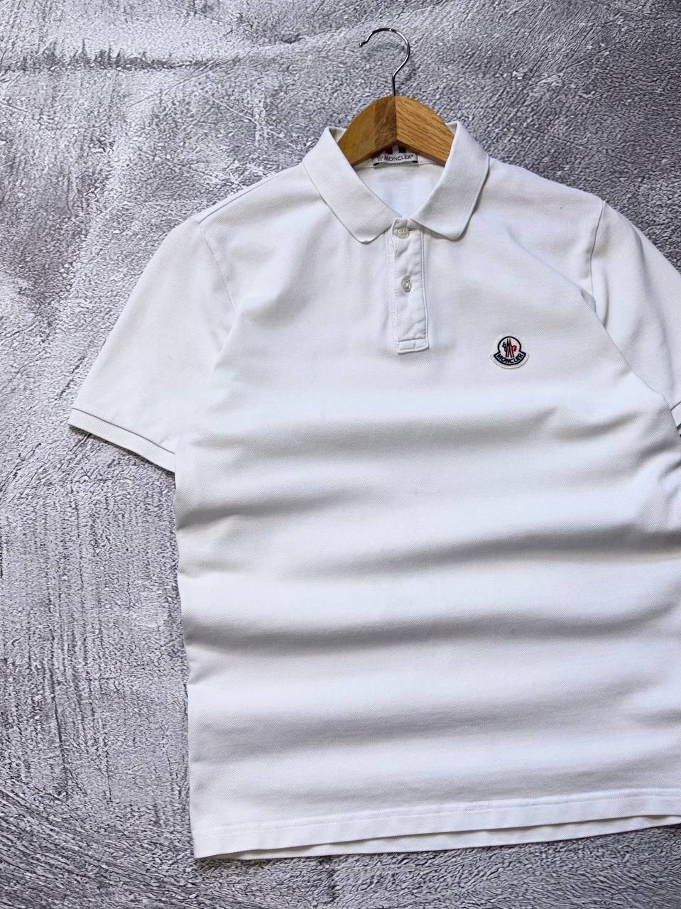 Authentic Moncler Polo Shirt White Red Blue Size S Logo