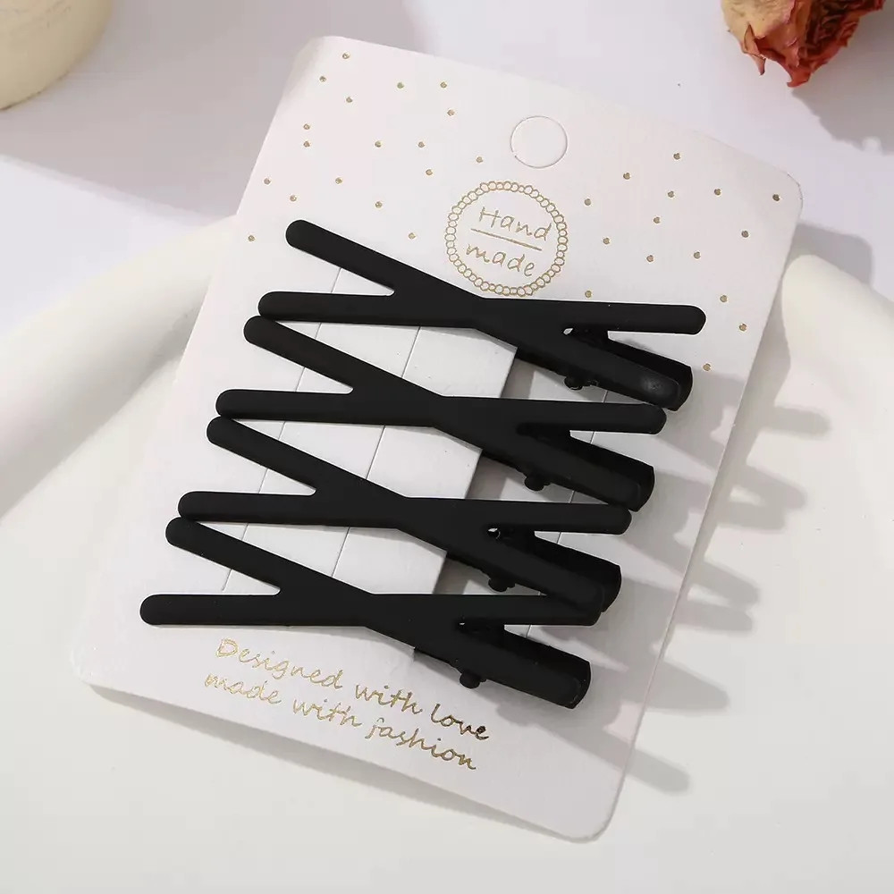 4Pcs Black Frosted Hair Clips Fashion Hair Barrettes Women Accessories