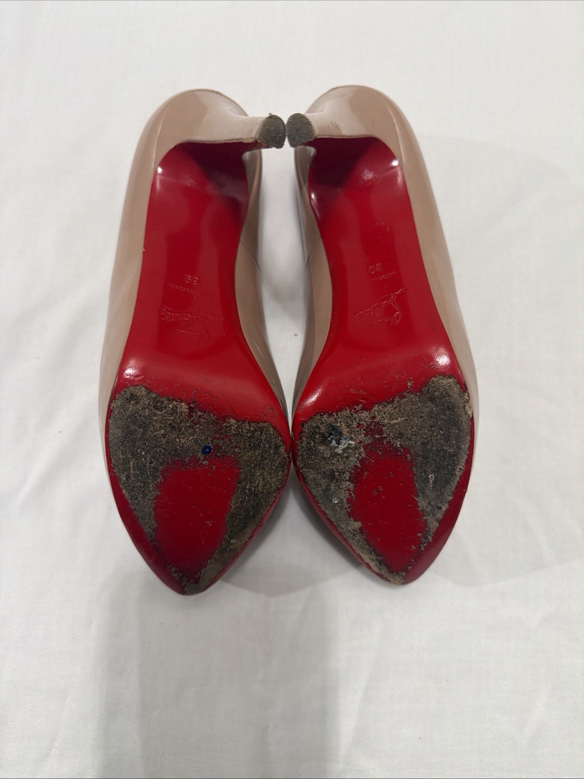 CHRISTIAN LOUBOUTIN Rolando 120mm Nude Patent Platform Pumps Size 39