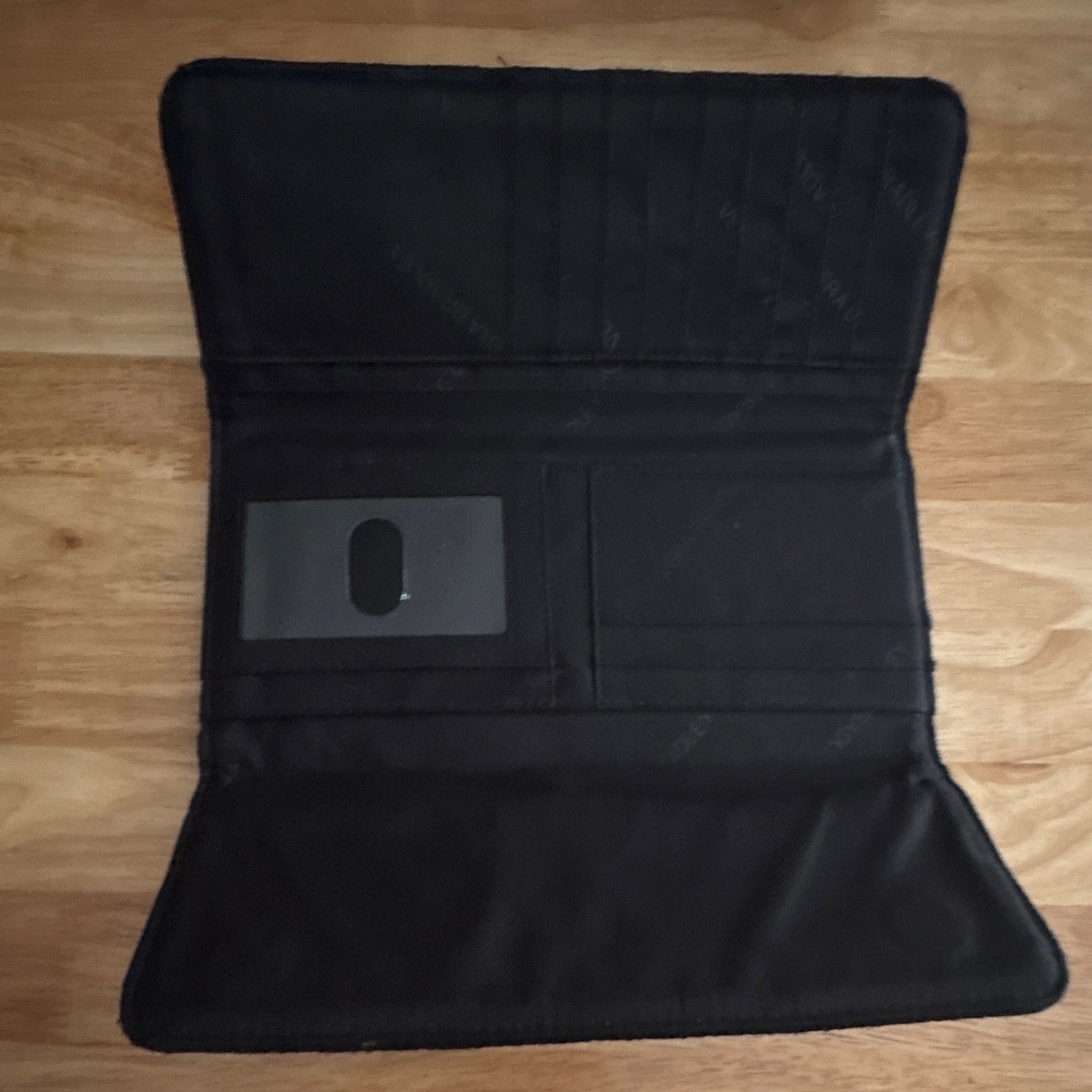 Vera Bradley Black Quilted Long Wallet w/ ID Window & Zip Pocket