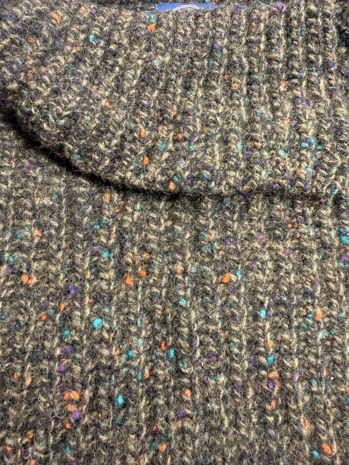 Vintage GAP Medium 90s 100% Wool Chunky Donegal Speckled Sweater Brown Mock Neck
