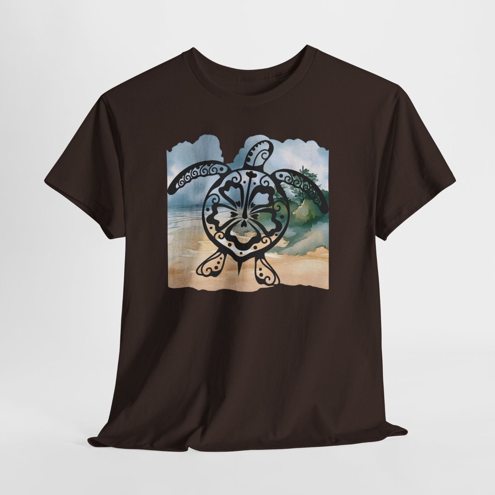 Sea Turtle Blue Beach Ocean Sand Graphic T Shirt Tee Top S-XL, Plus 2X 3X 4X 5X