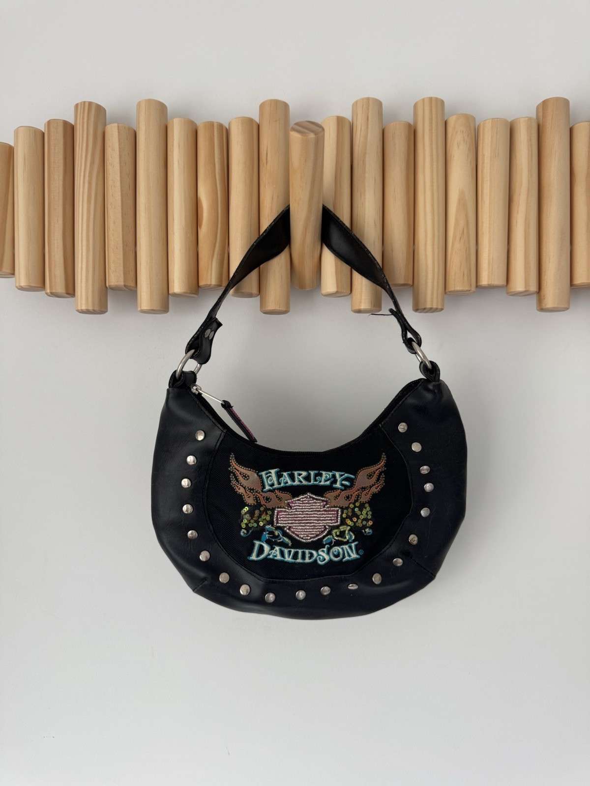 Vintage Y2K Harley Davidson Studded Crescent Bag Purse Style 84415 Rare