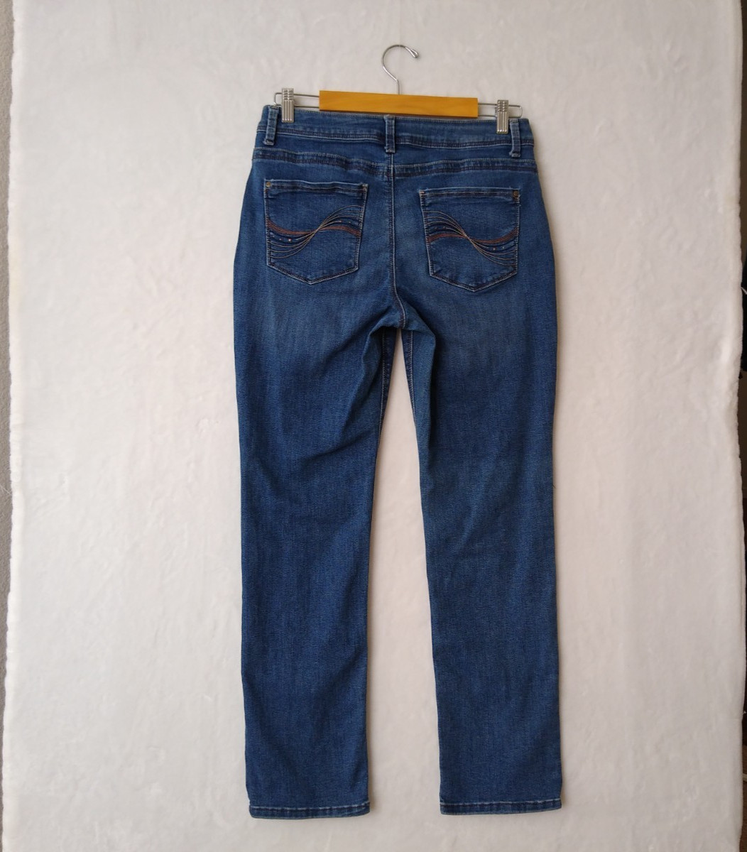 Lee Jeans Womens 10 Short Blue Denim Straight Leg Perfect Fit Mid Rise Stretch