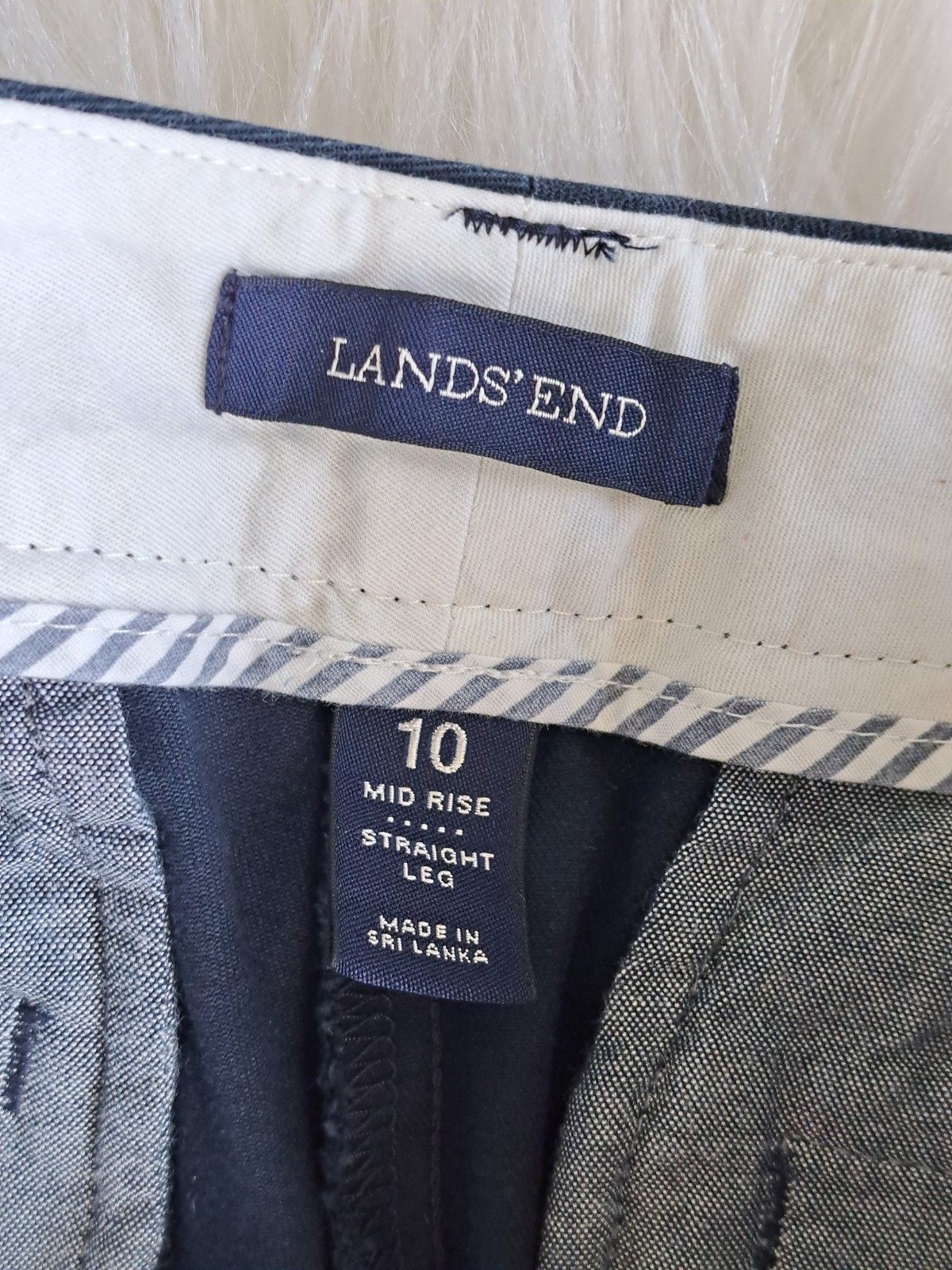 Sz 10 Lands End navy or black cotton straight leg pants