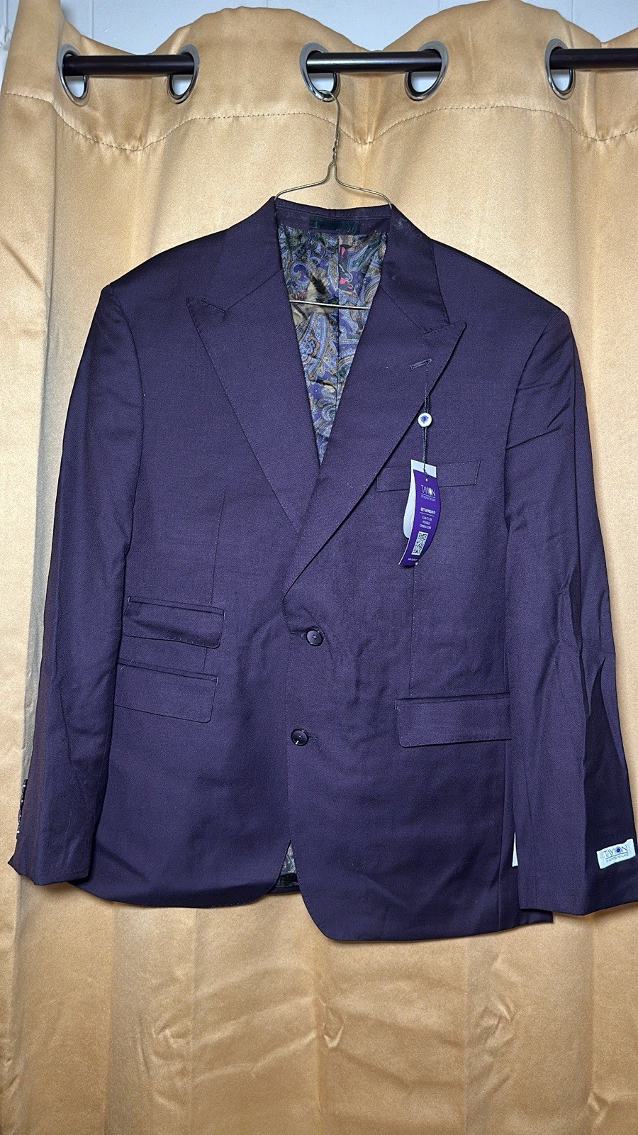 Tayion Suit Jacket 40 S Mens Wine/Plum Solid Classic Fit Blazer Sport Coat $360