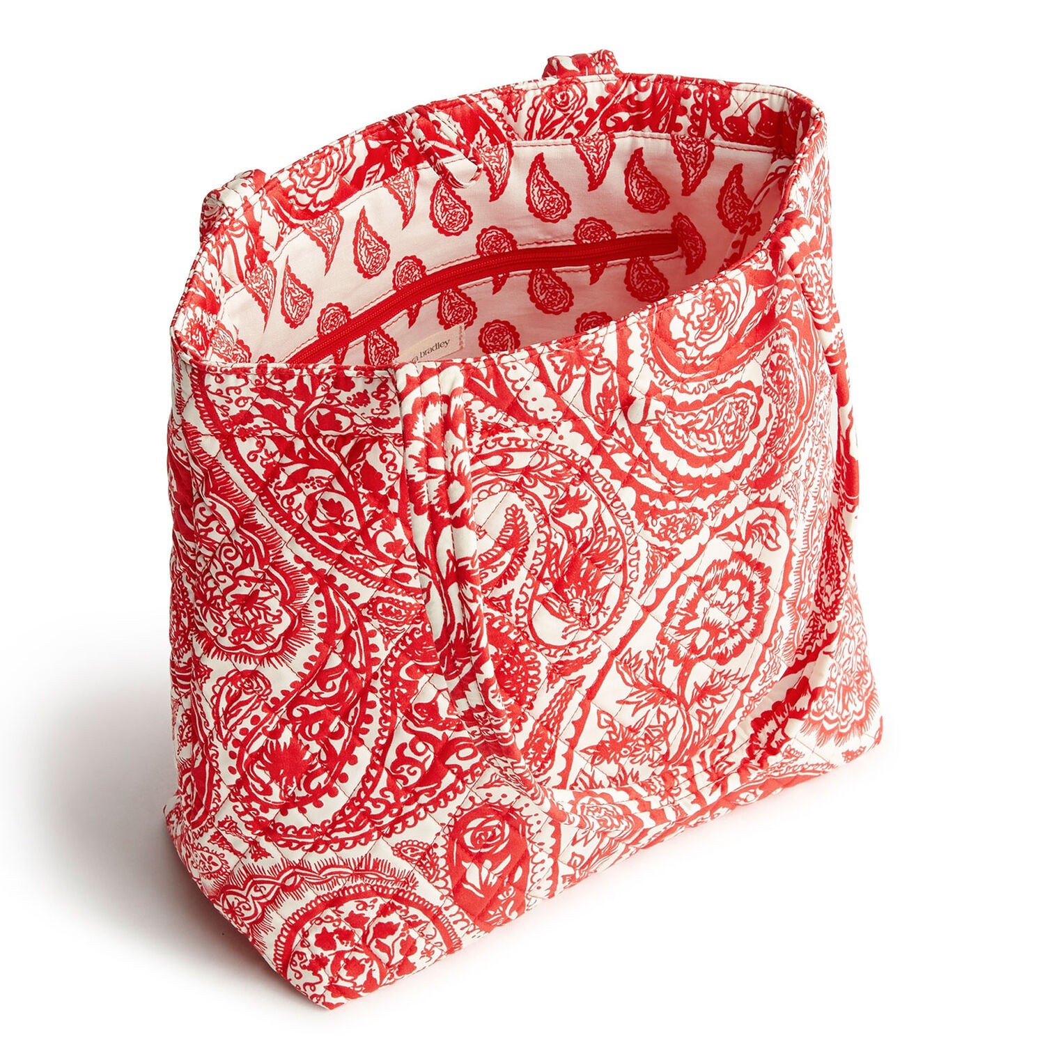 Vera Bradley Original Zip Tote Bag In Quilted Cotton Paisley Key in Red $80