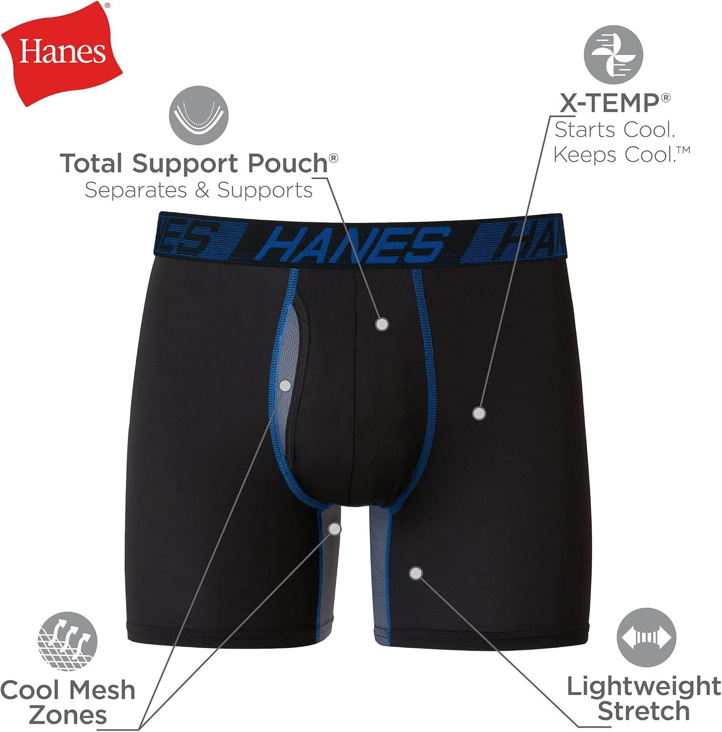 Hanes Men’S Underwear Pack, 3-Pack, Total Support Pouch Boxer Briefs or Trunks,