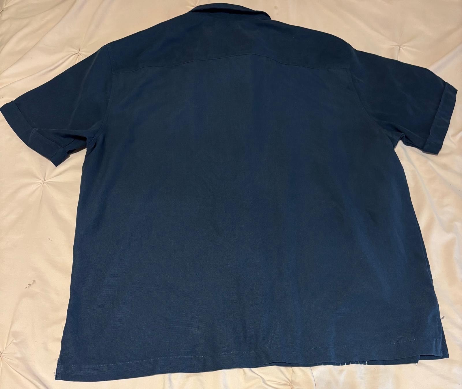 Cubavera Men’s Solid Blue Collared Short Sleeve Button-Up Shirt Size XL