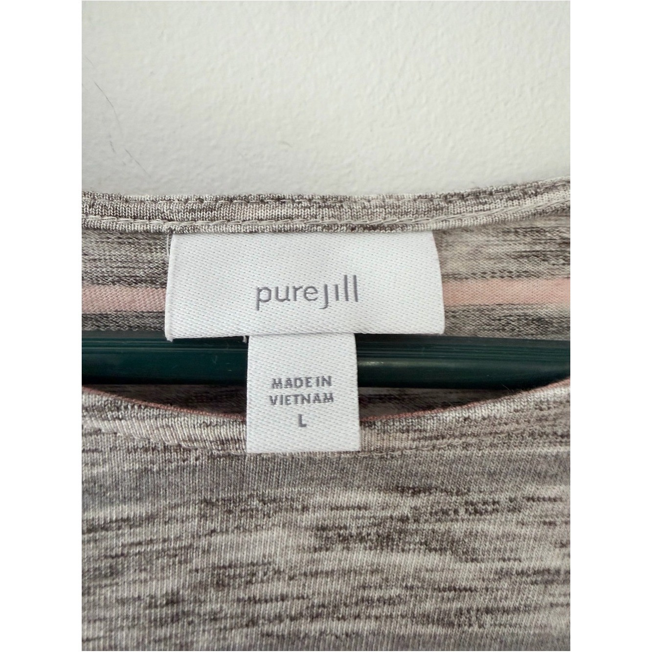 pure Jill x J Jill Gray Striped Modal Blend Longline Tunic Top Size L