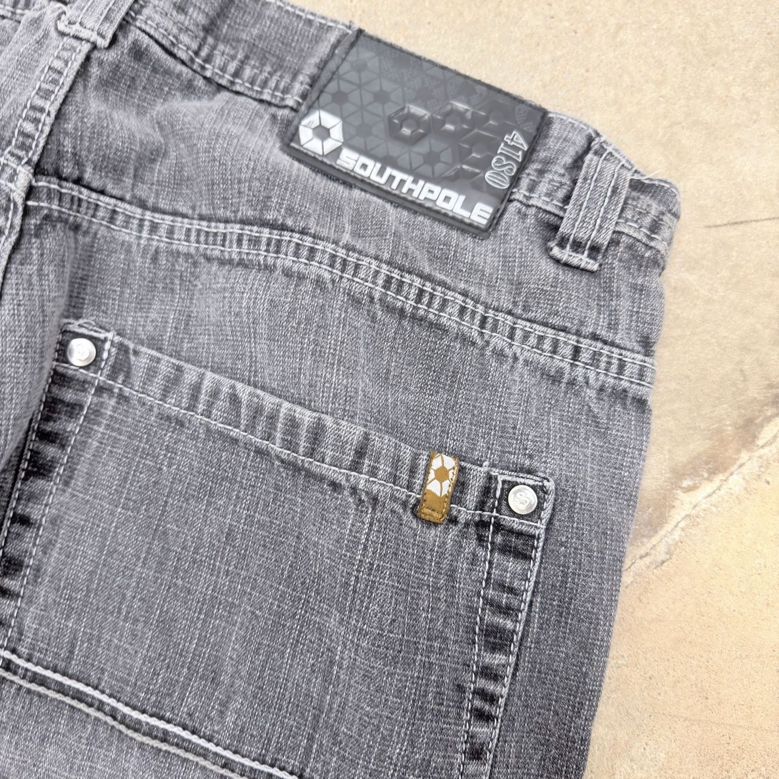 Vintage Southpole Y2K Baggy Wide Leg Faded Black Denim Jeans 38×30