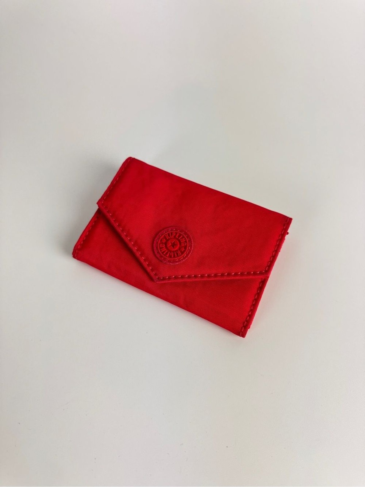 Kipling Coral Red Envelope Card Holder Wallet